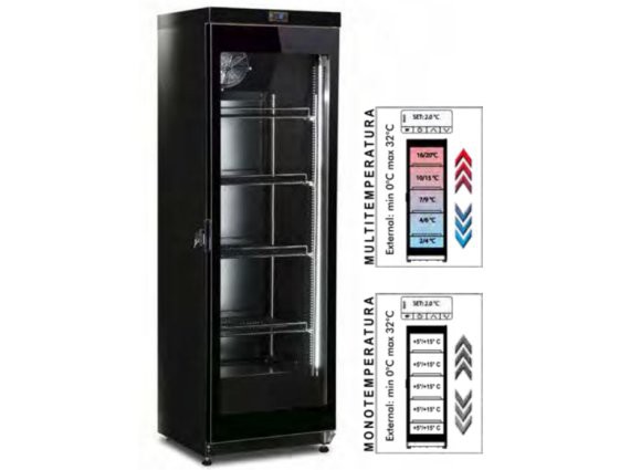 Vetrina verticale per vino CW 400 2MT Black multitemperatura +2/+20°.